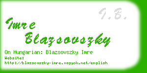 imre blazsovszky business card